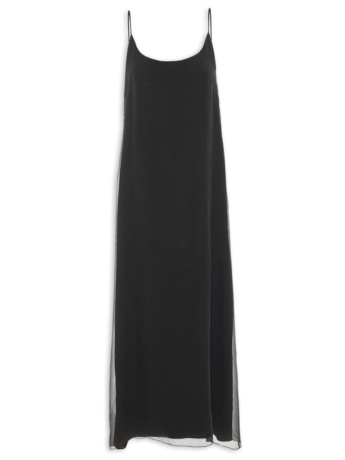 Vestido Midi Em Seda Pura - Preto