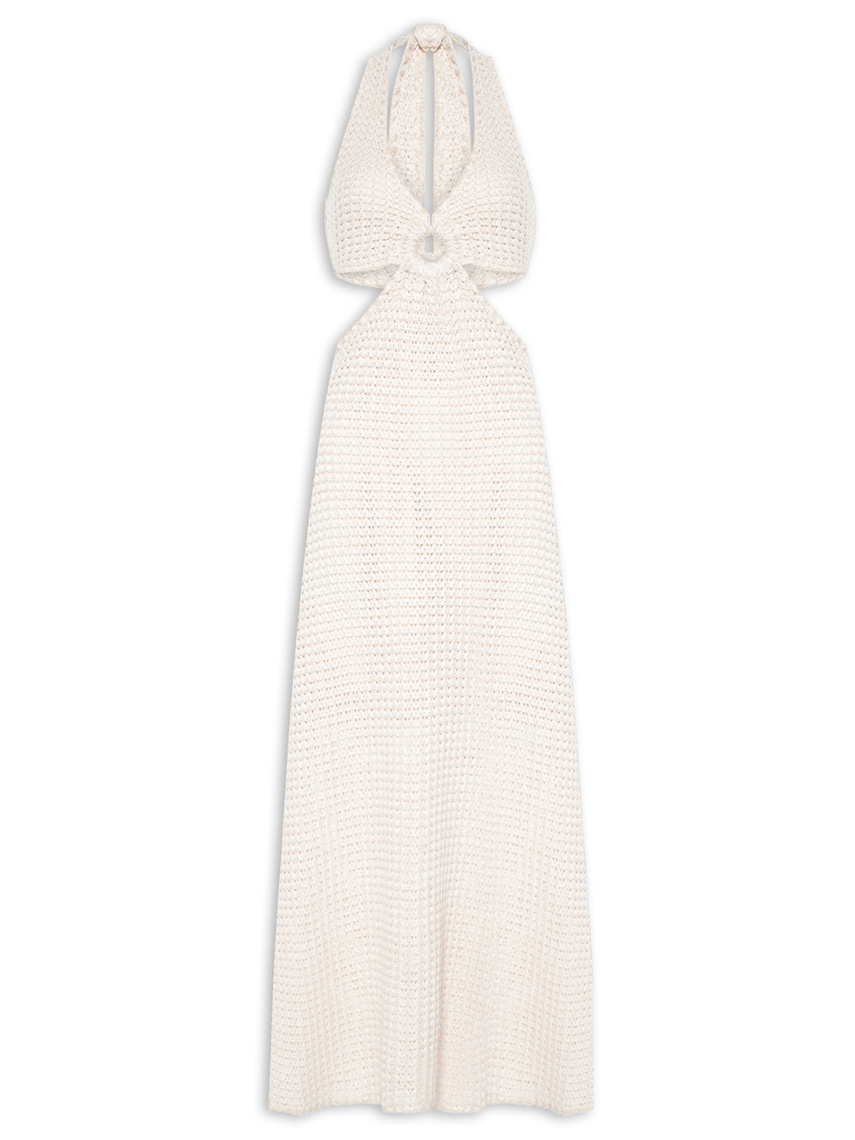 Vestido Midi Em Tricot - Bege