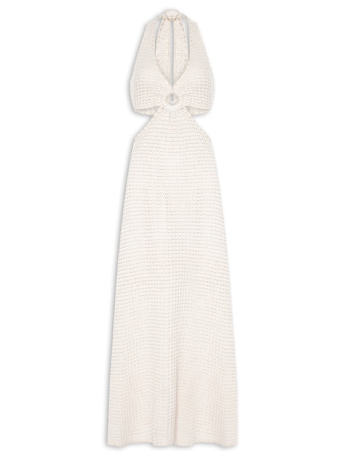 Vestido Midi Em Tricot - Bege