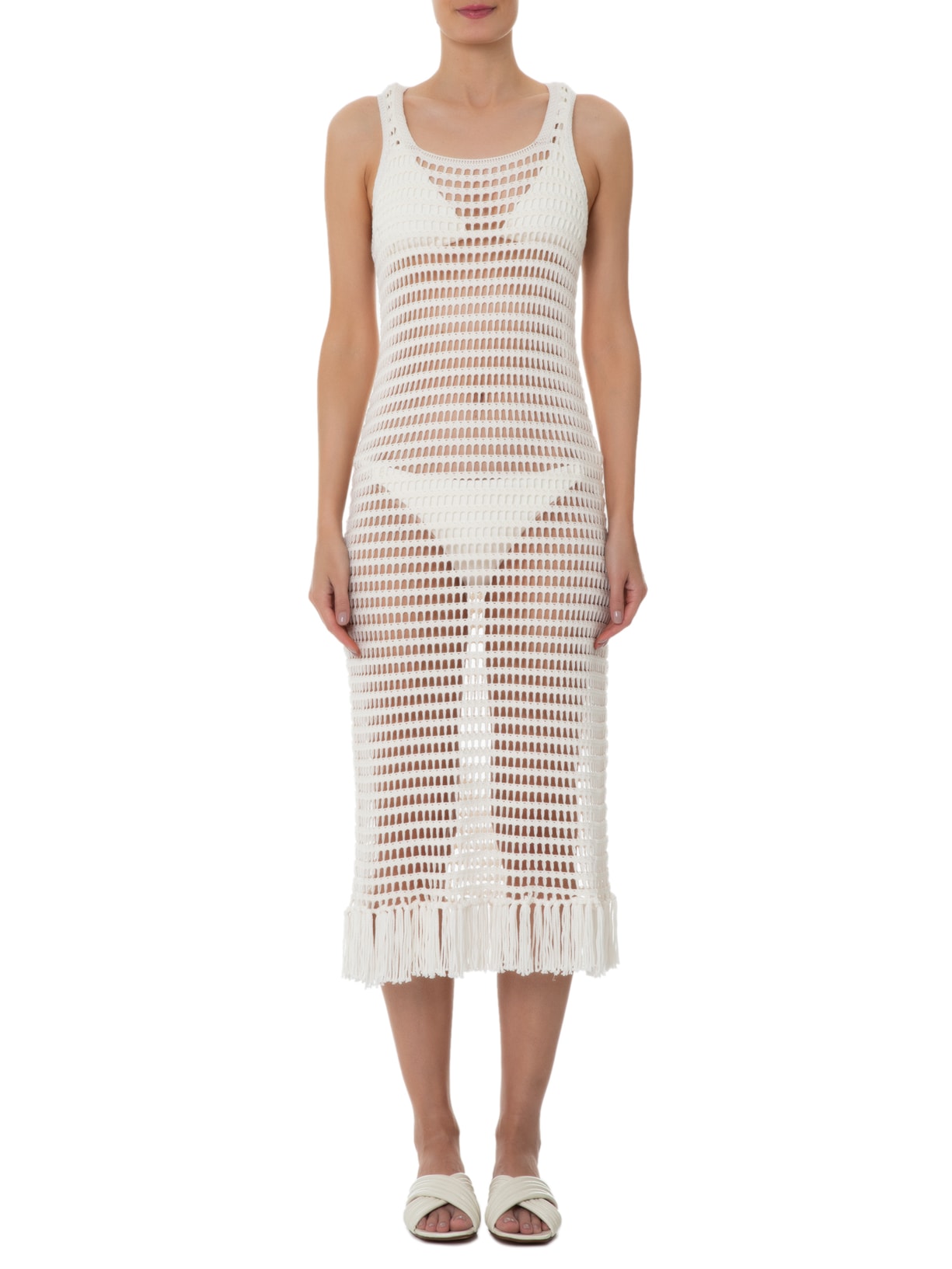 Vestido Midi Em Tricot Branco '2Essential