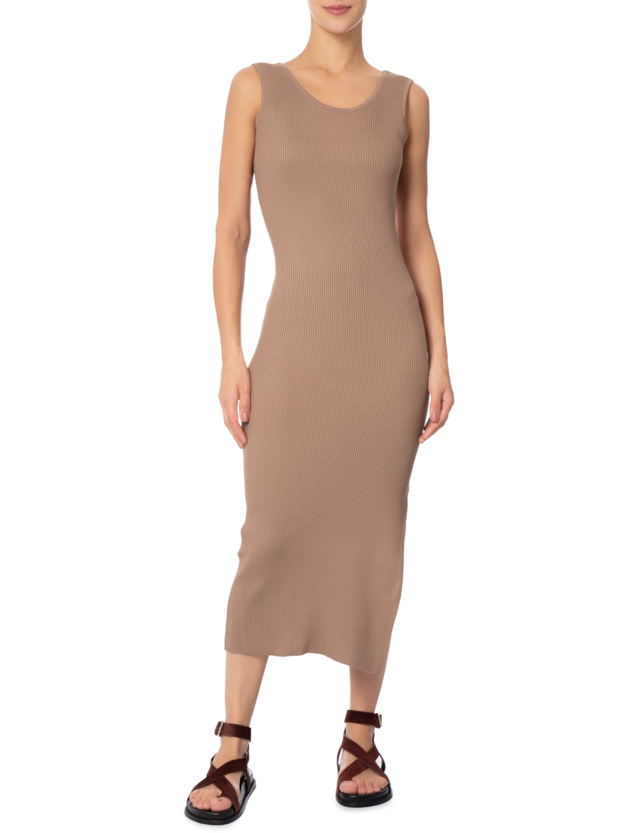 Vestido Midi Em Tricot Marrom Market 33