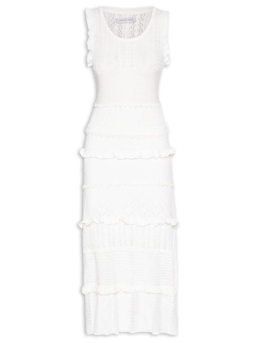 Vestido Midi Em Tricot - Off White