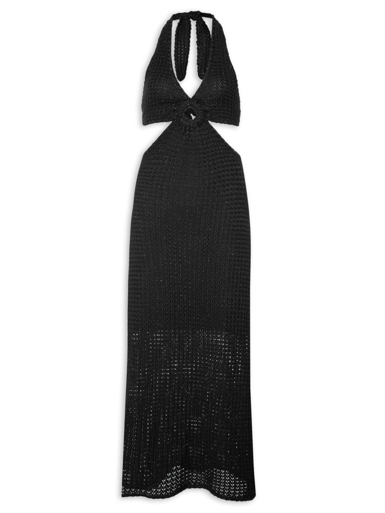 Vestido Midi Em Tricot - Preto