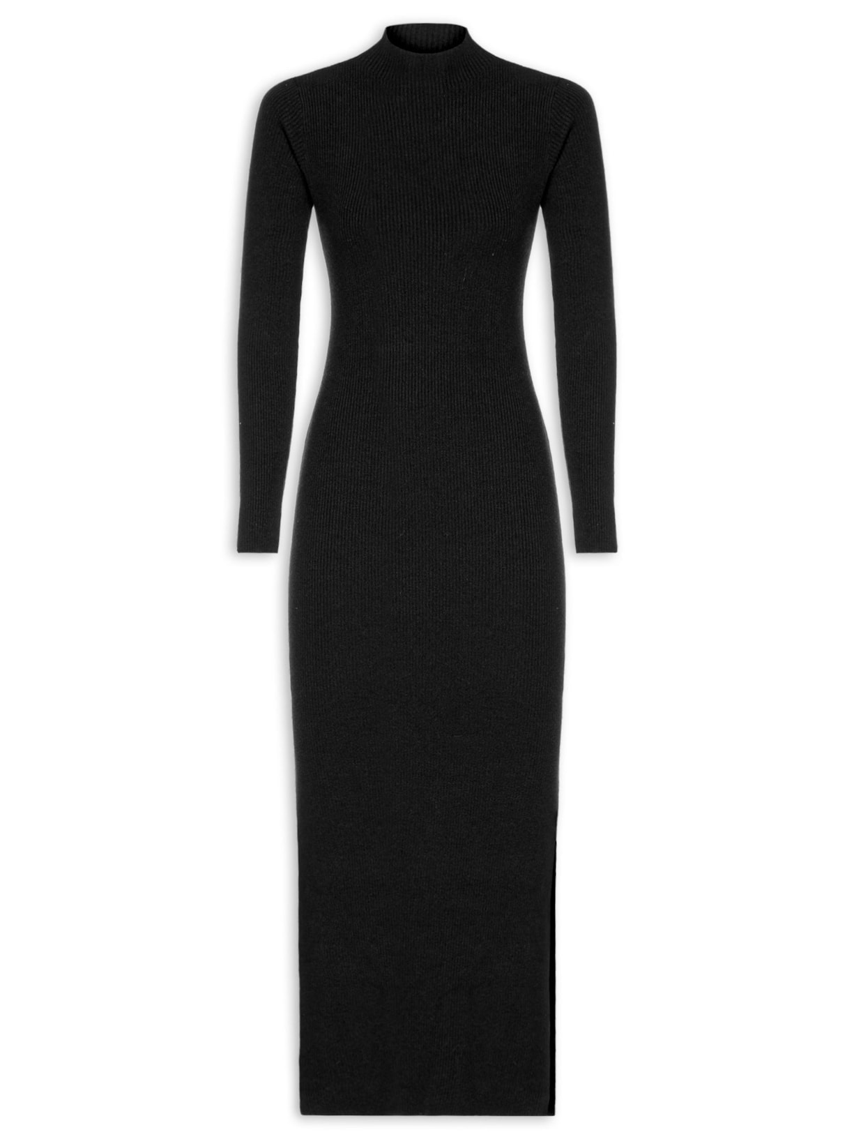 Vestido Midi Em Tricot - Preto