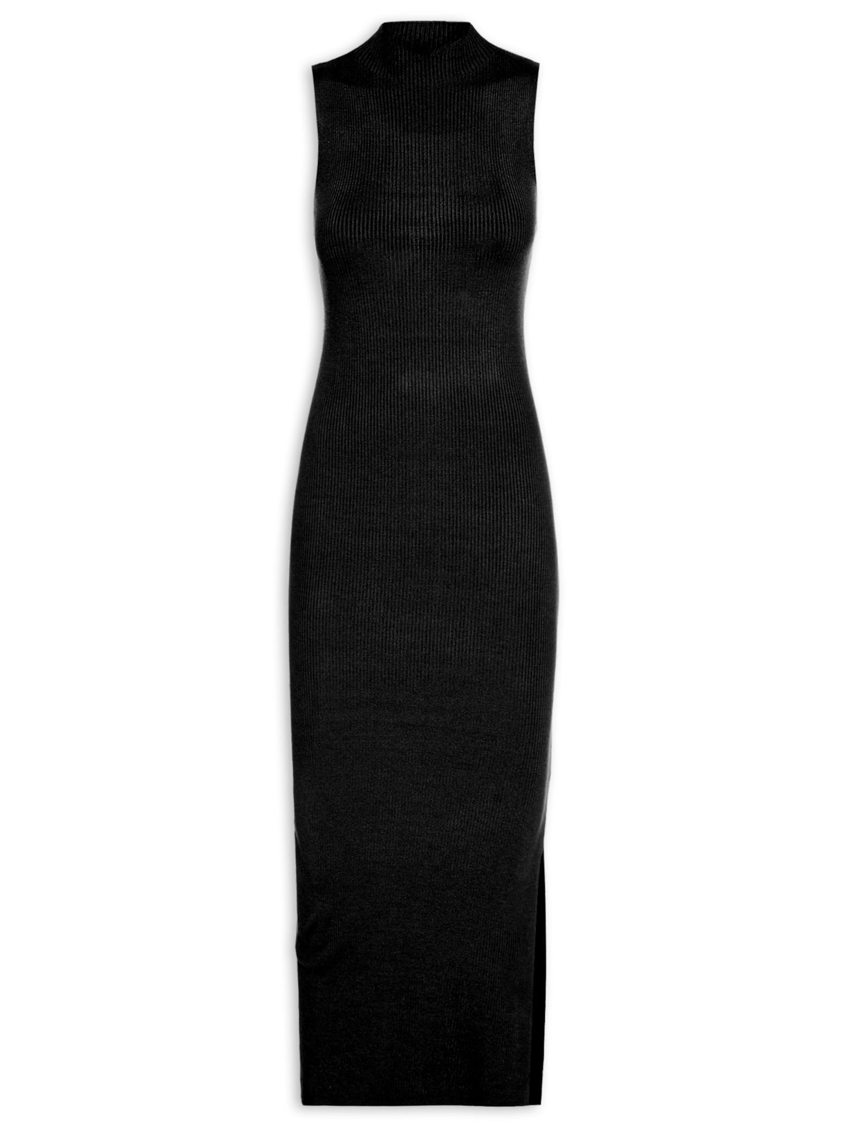 Vestido Midi Em Tricot - Preto