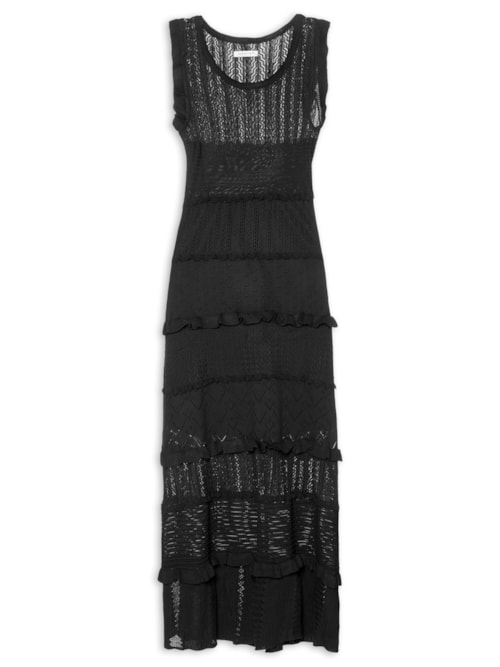 Vestido Midi Em Tricot - Preto
