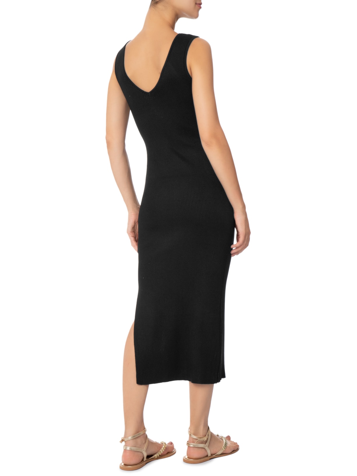 Vestido Midi Em Tricot Preto Market 33