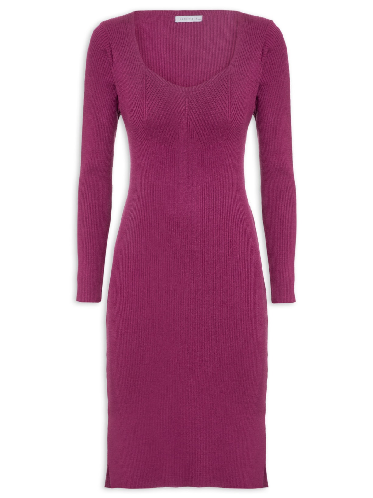 Vestido Midi Em Tricot - Rosa