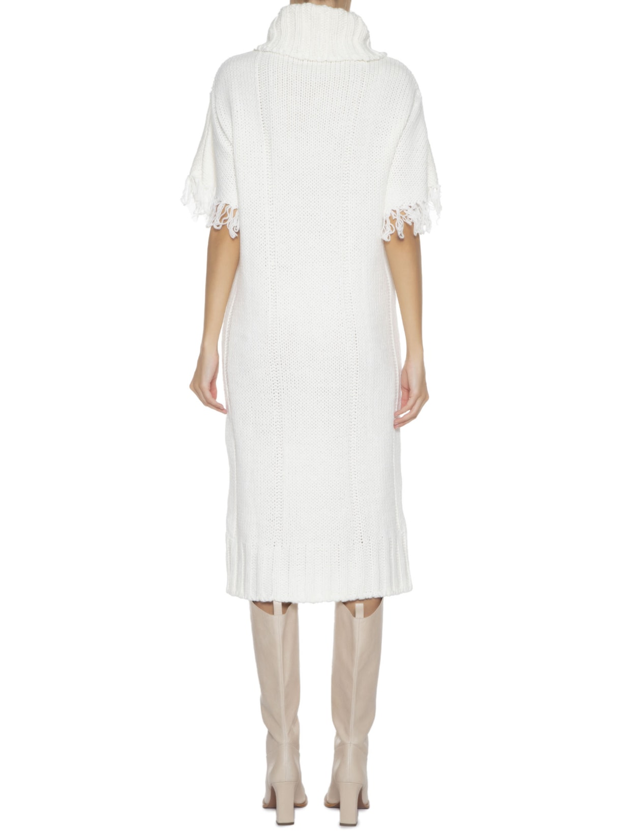 Vestido Midi Em Tricot Trançado Off White '2Essential