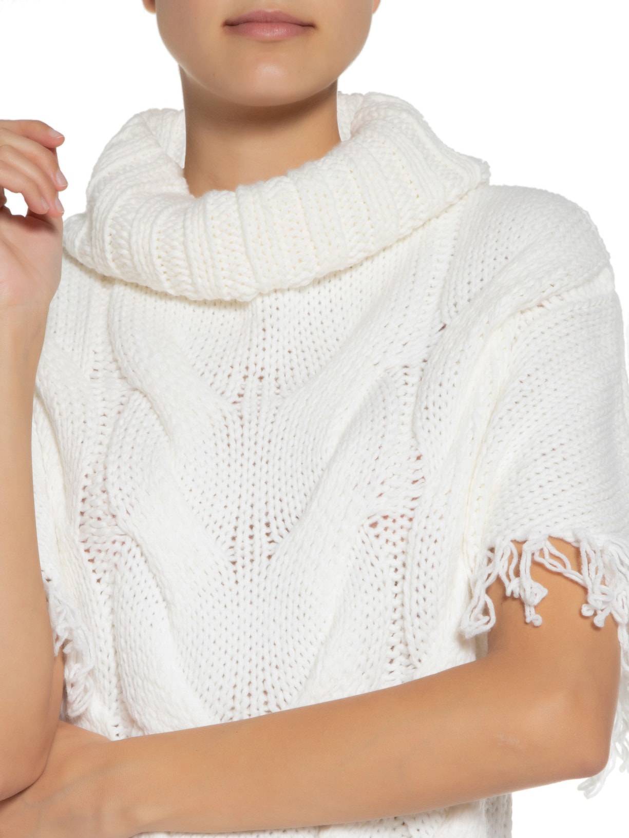 Vestido Midi Em Tricot Trançado Off White '2Essential