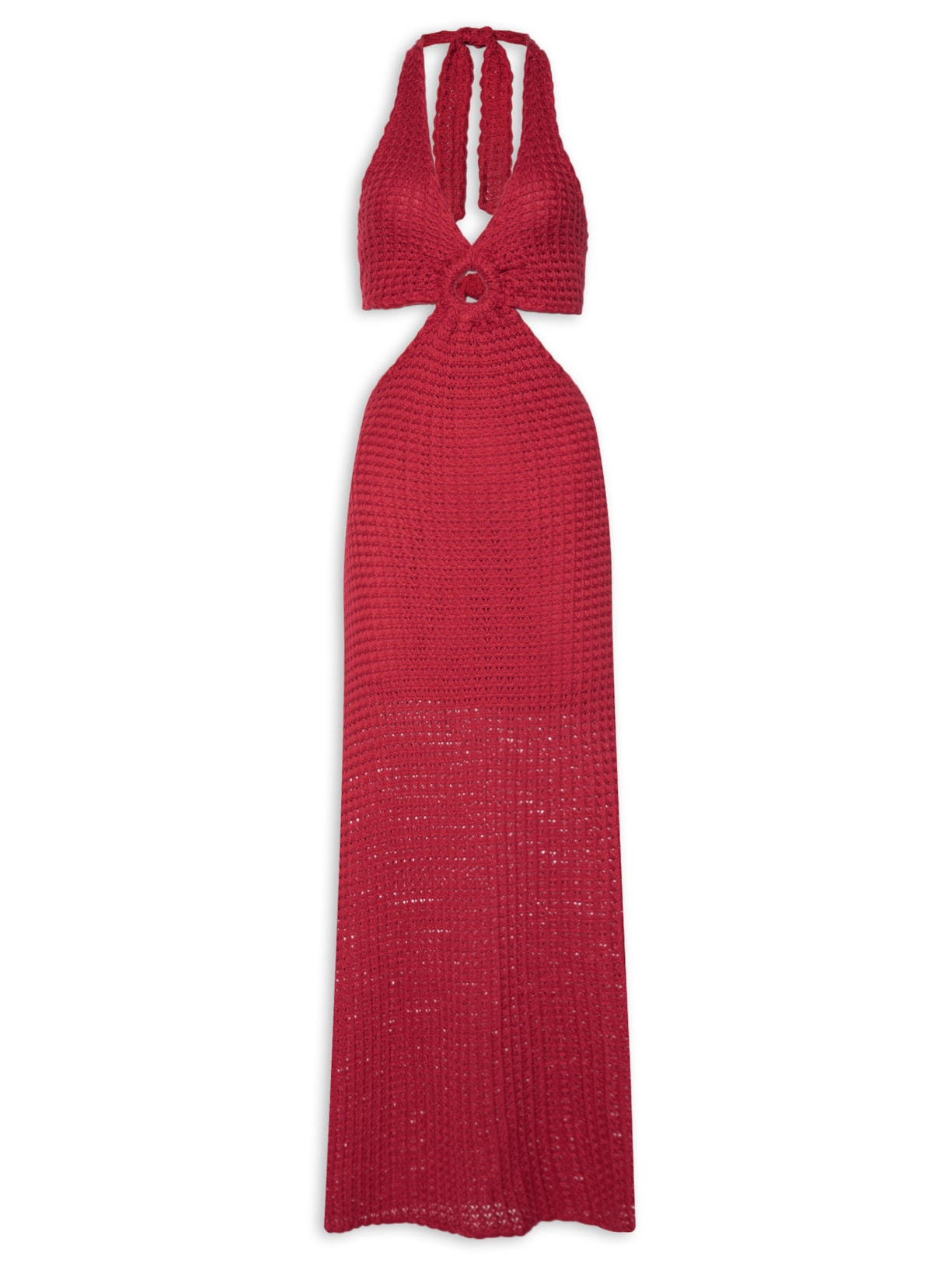 Vestido Midi Em Tricot - Vermelho