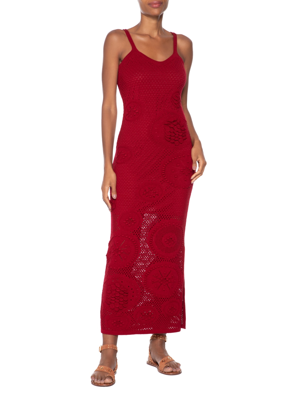 Vestido Midi Em Tricot Vermelho Market 33