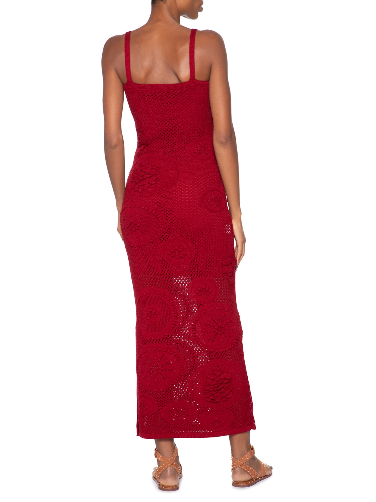 Vestido Midi Em Tricot Vermelho Market 33