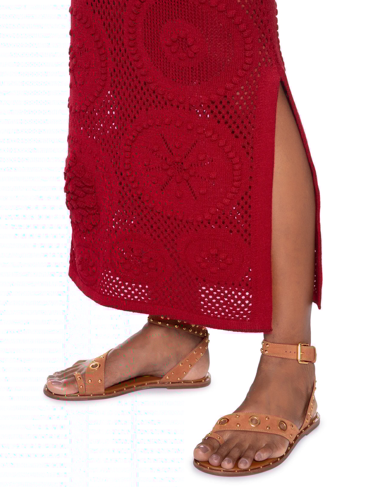 Vestido Midi Em Tricot Vermelho Market 33