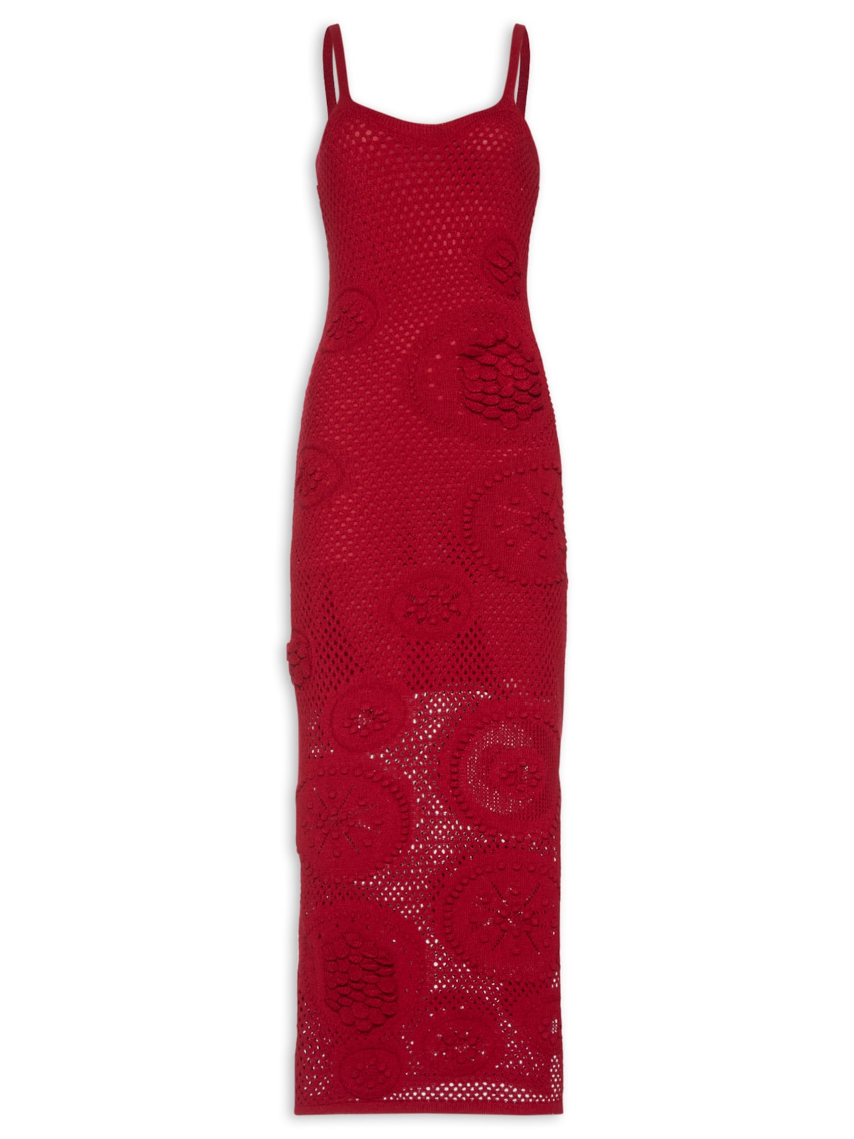 Vestido Midi Em Tricot - Vermelho