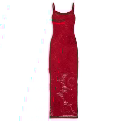 Vestido Midi Em Tricot - Vermelho