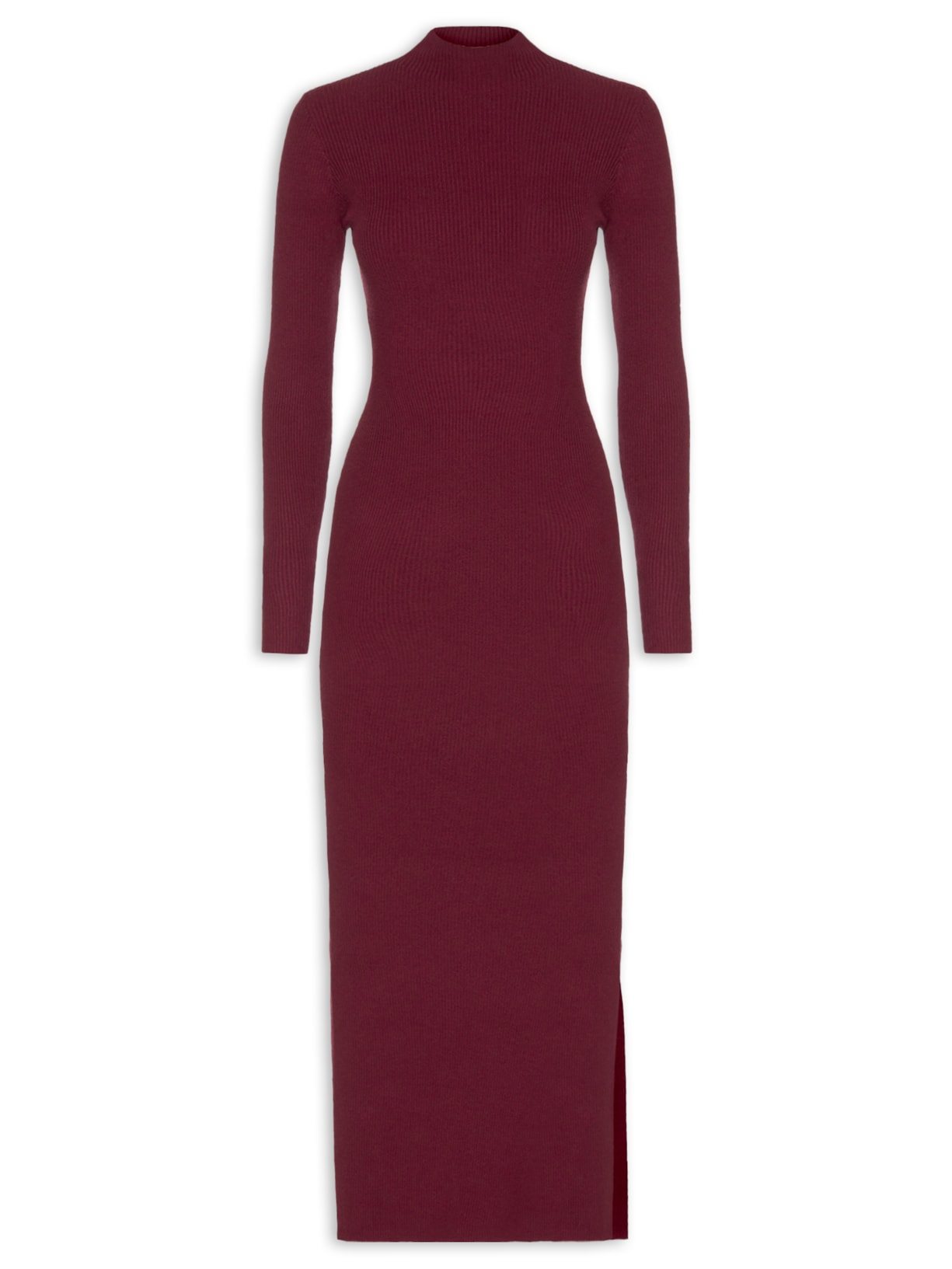 Vestido Midi Em Tricot - Vinho
