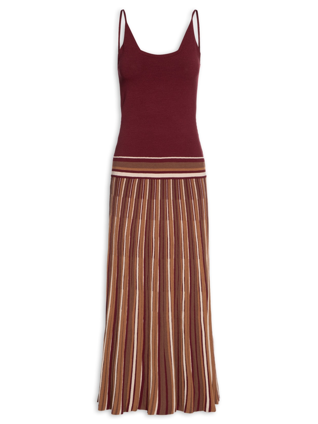 Vestido Midi Em Tricot - Vinho