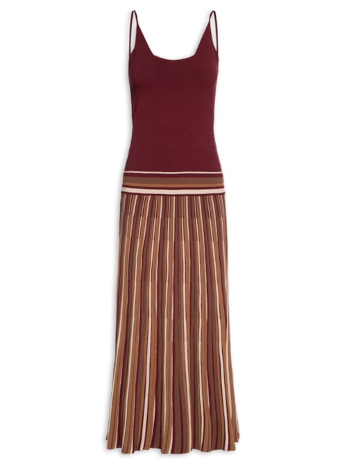 Vestido Midi Em Tricot - Vinho