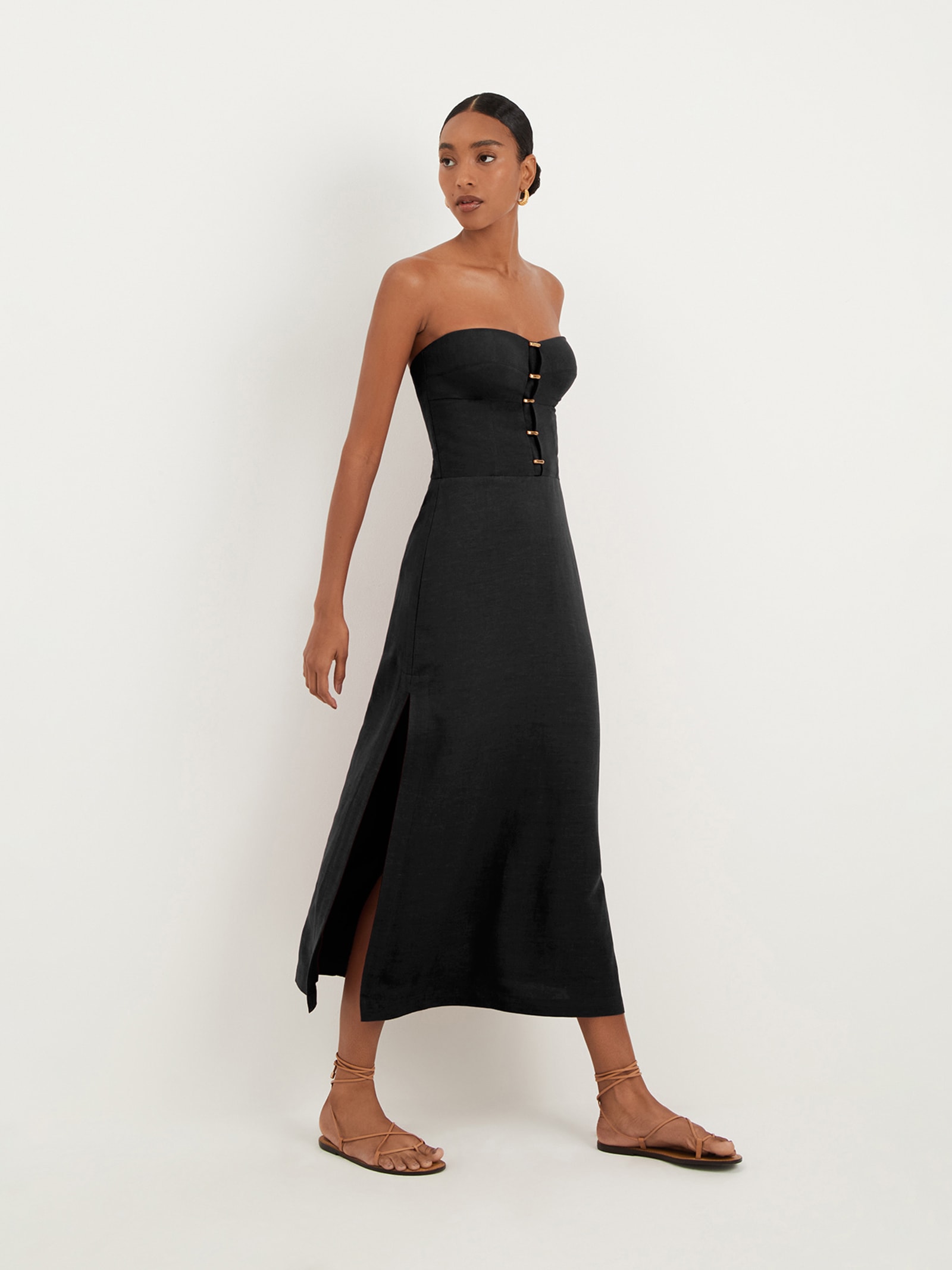 Vix - Vestido Midi Emilia Detalhes - Preto
