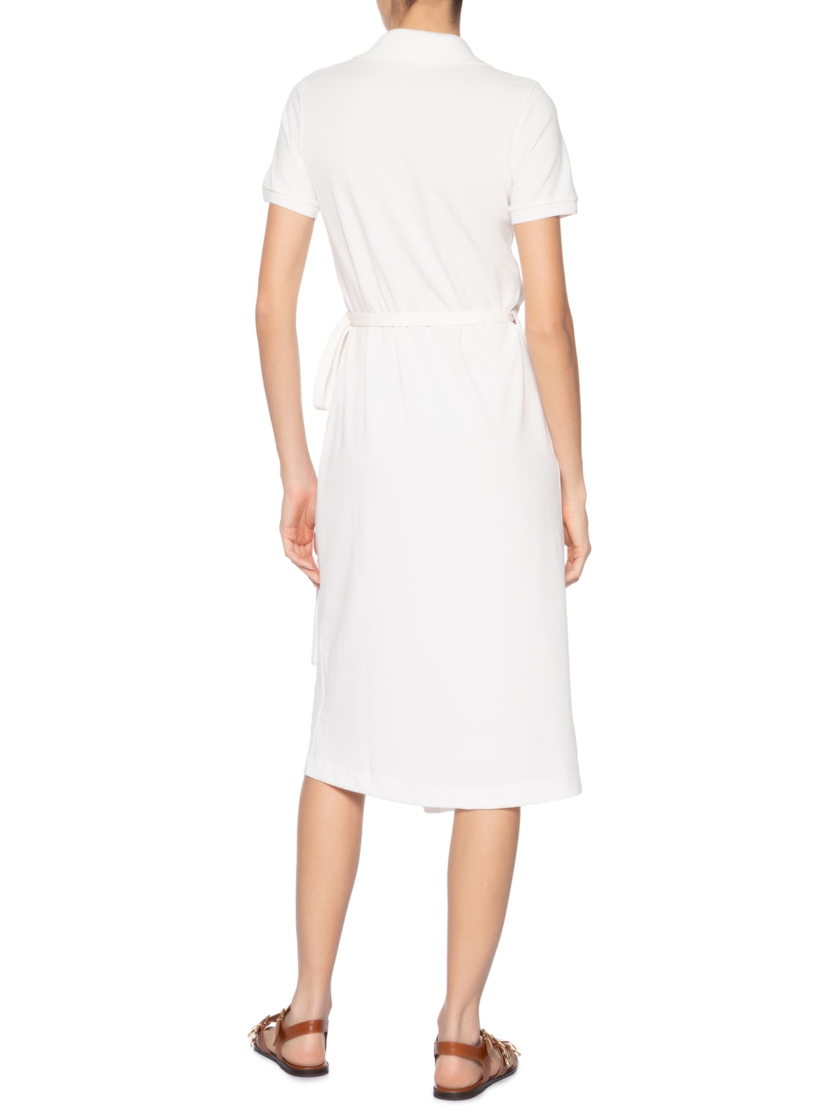 Vestido Midi Envelope Piquet Com Linho Branco Lacoste