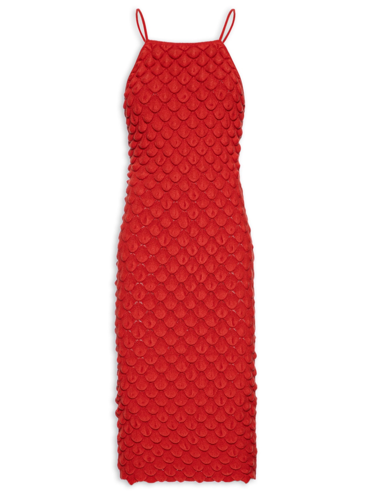 Vestido Midi Escamas - Vermelho