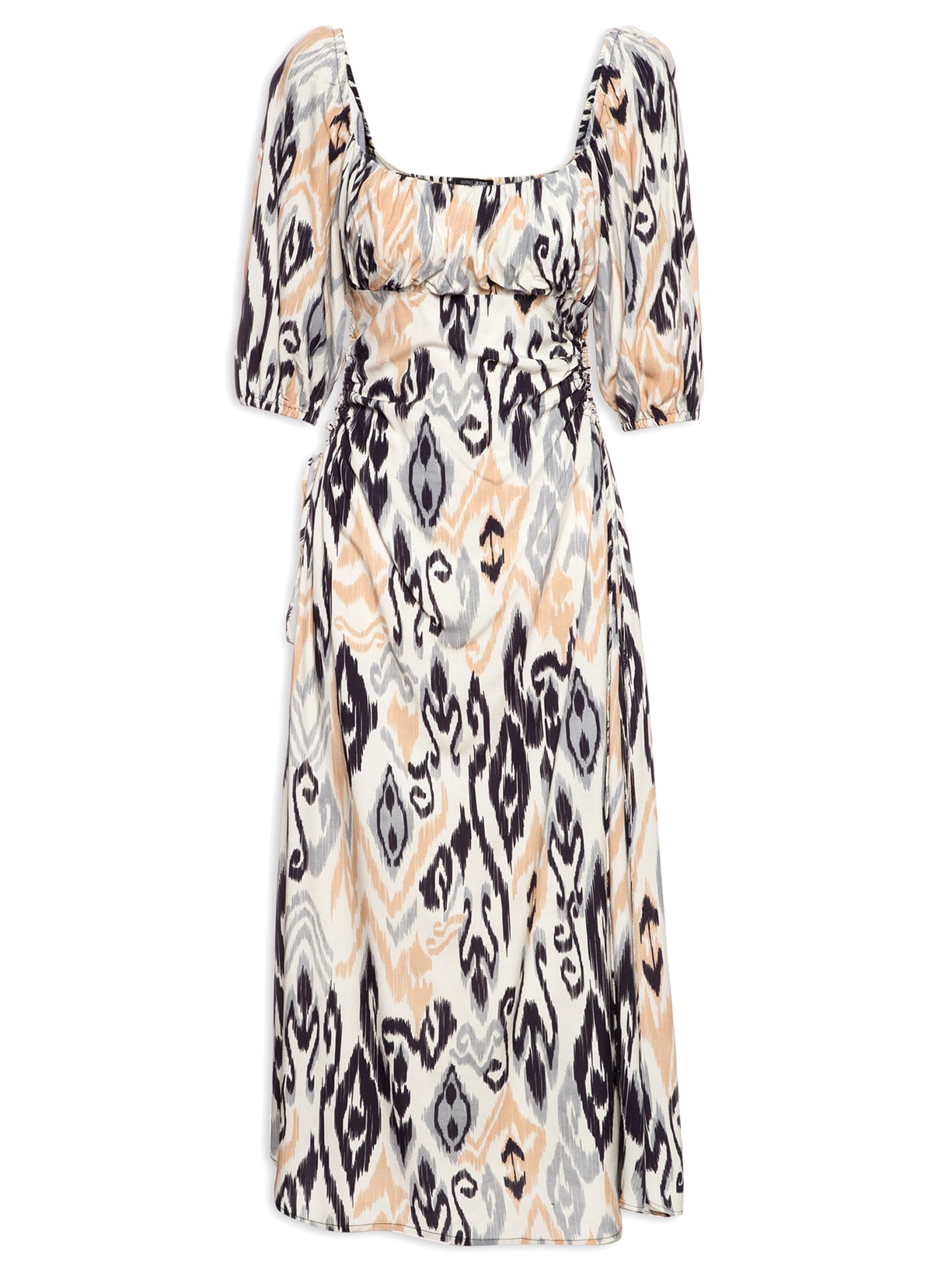 Vestido Midi Est Ikat Marfim - Bege