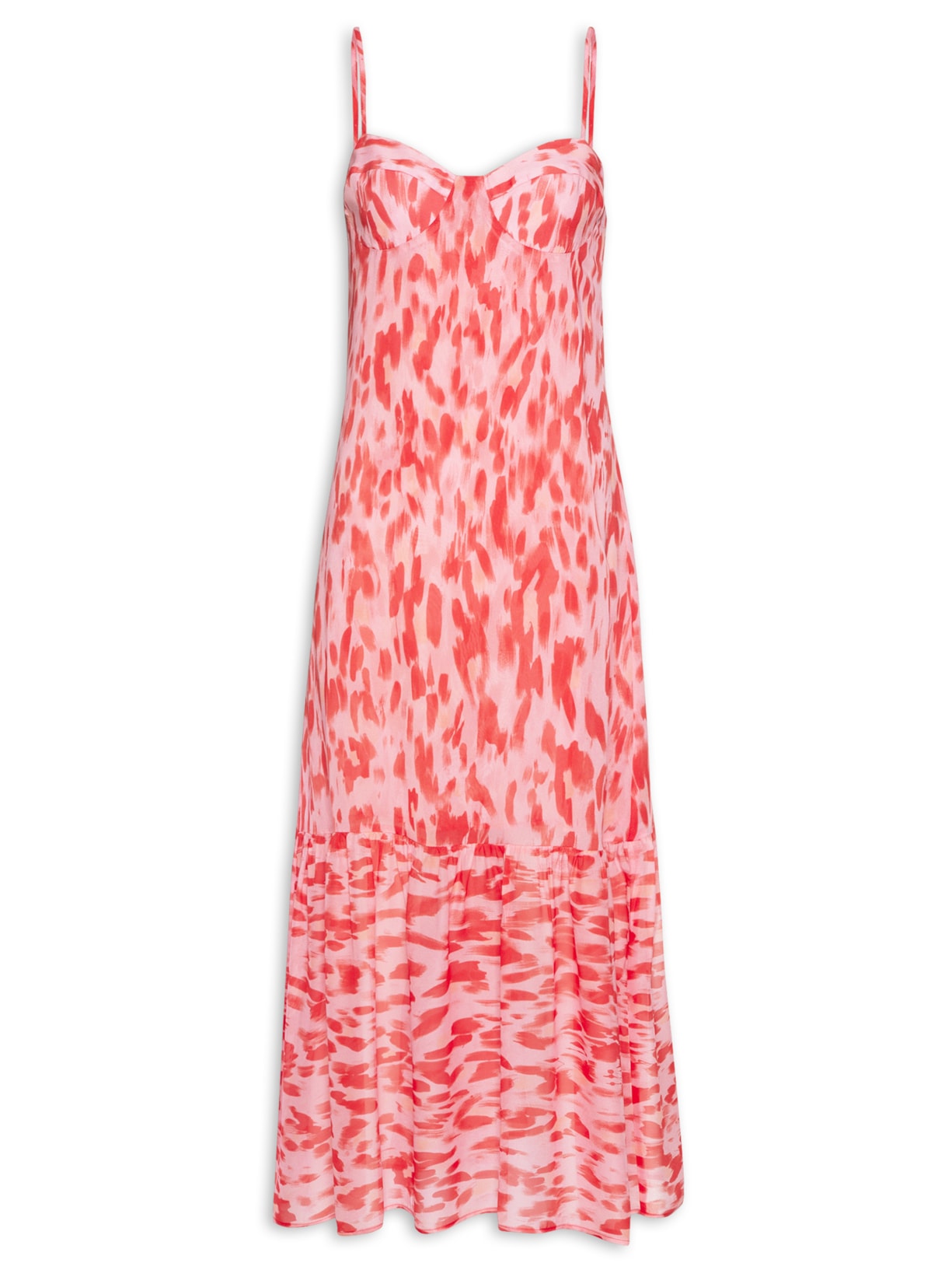 Vestido Midi Est Onça Brush Místico - Rosa