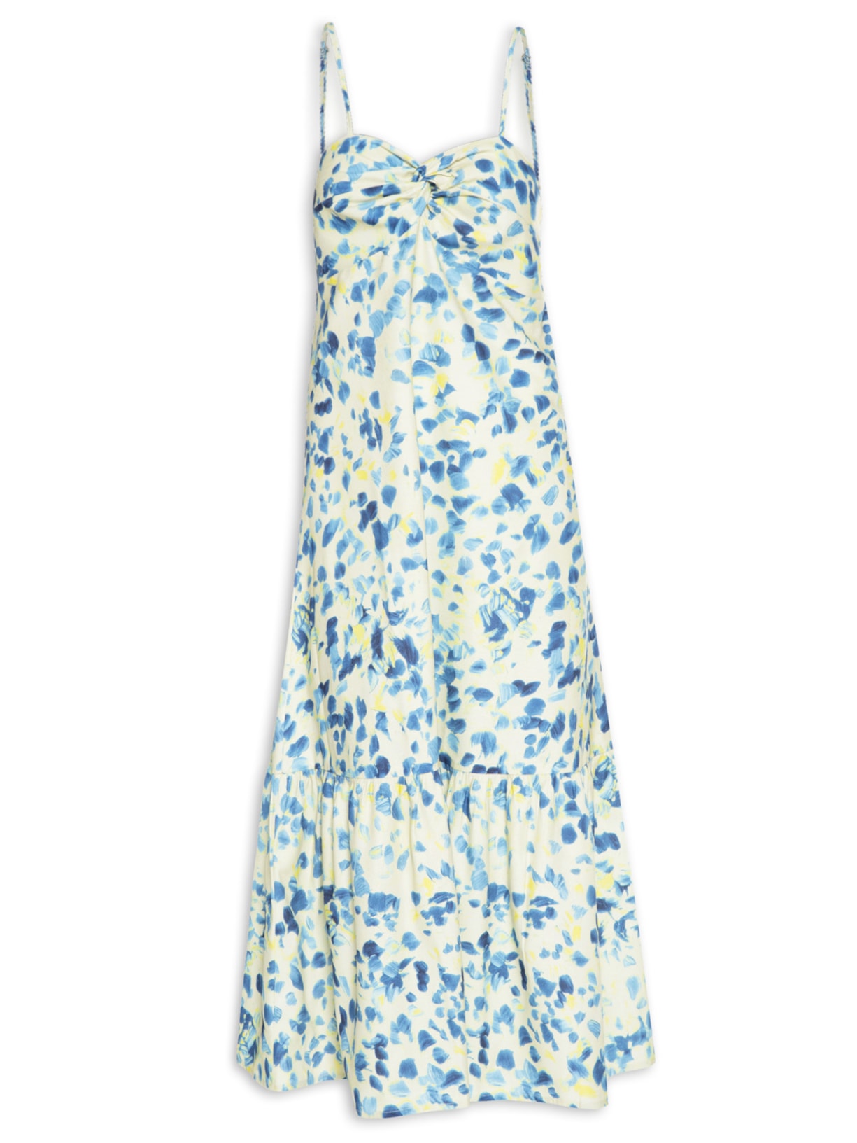 Vestido Midi Est Textura Pincel Tofu - Azul