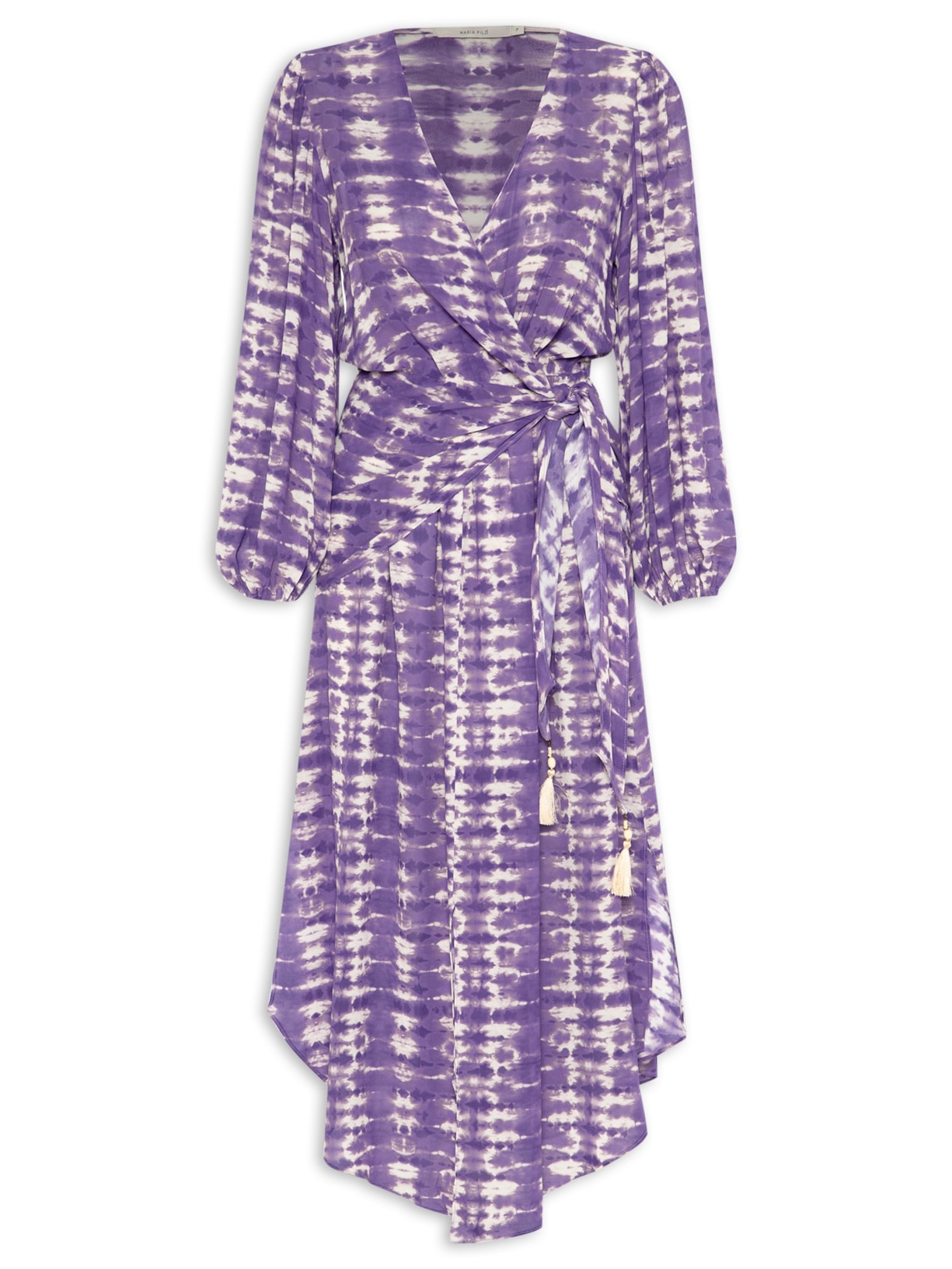 Vestido Midi Estampa Bangalô Roxo Maria Filó