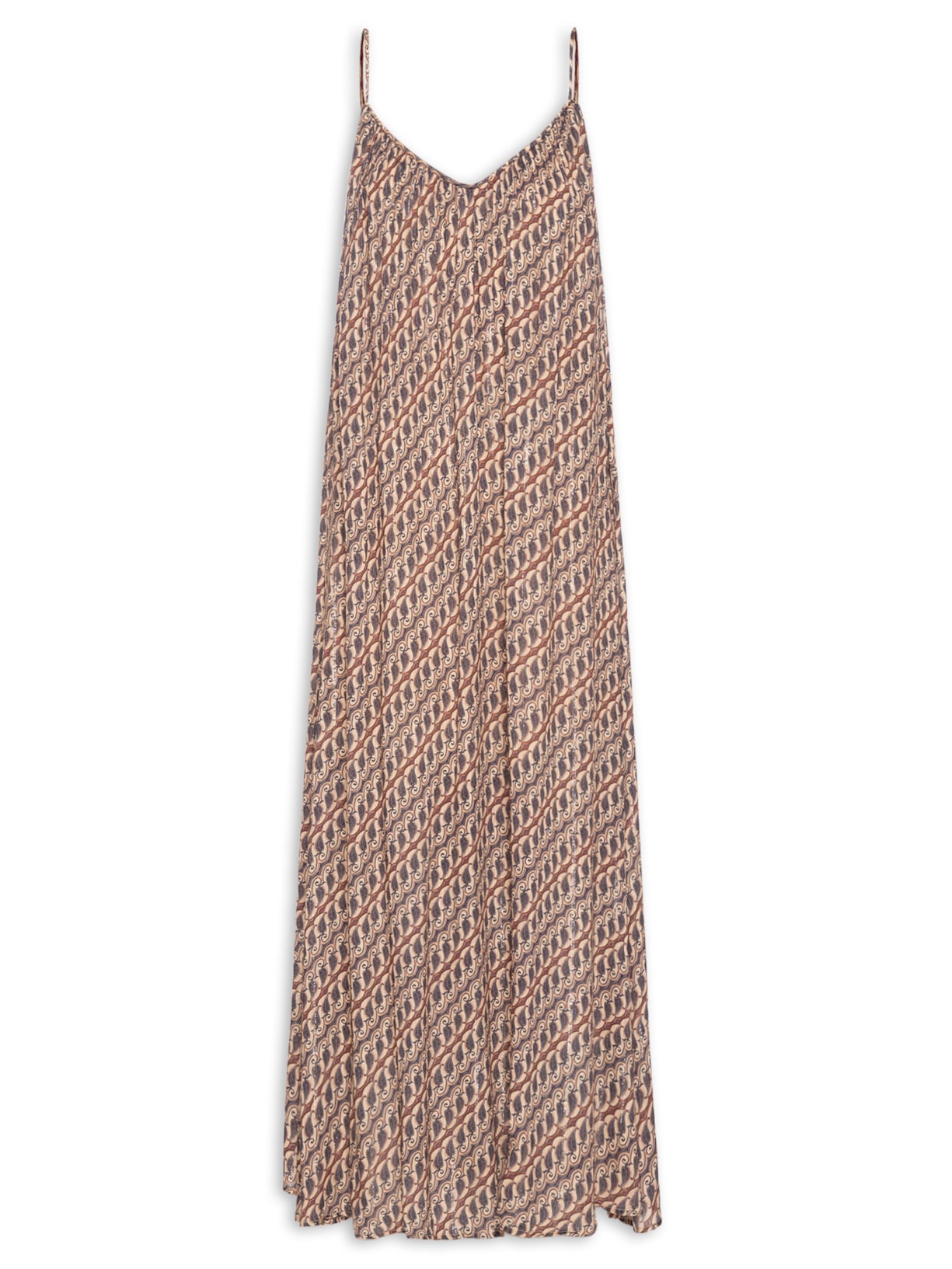 Vestido Midi Estampa Batik Niquel - Marrom