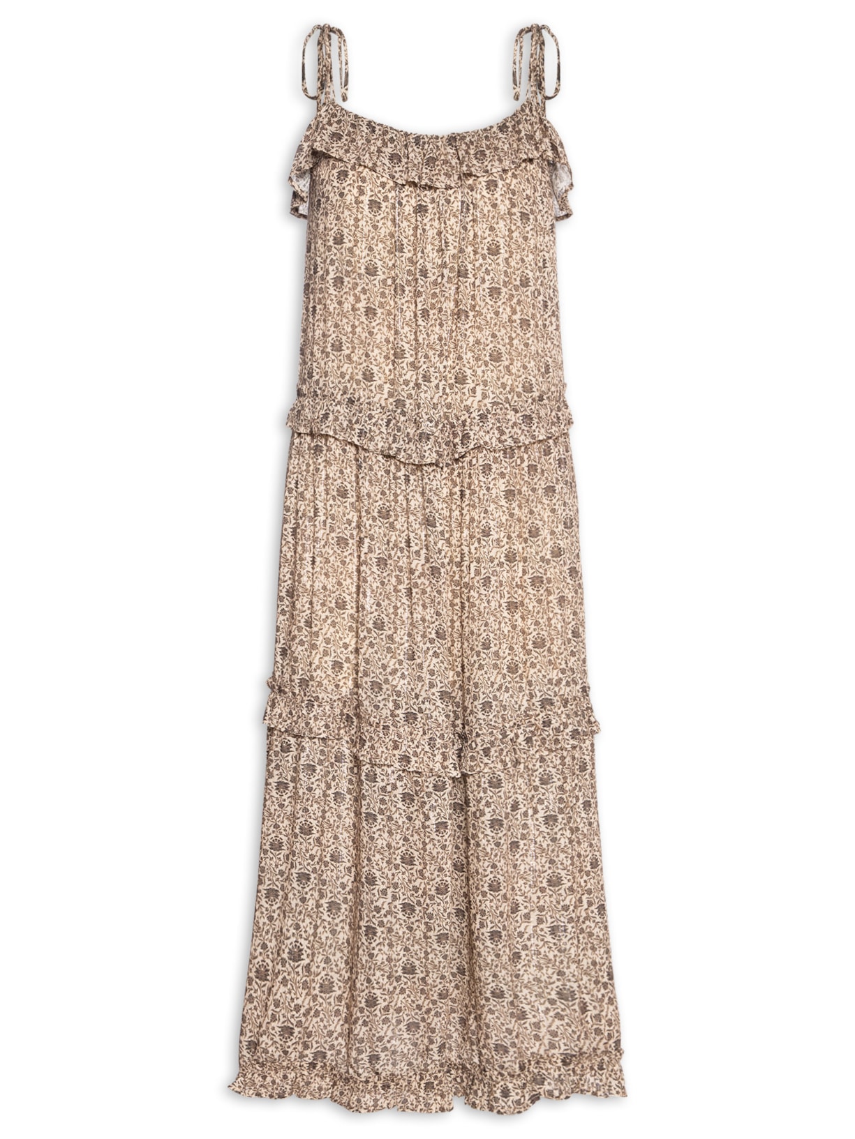 Vestido Midi Estampa Gerânio - Preto