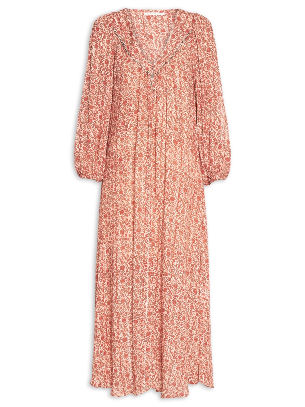 Vestido Midi Estampa Gerânio - Vermelho