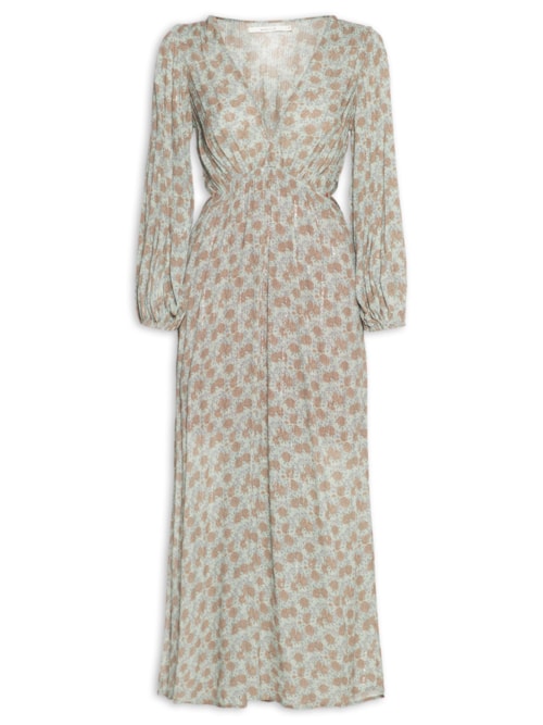 Vestido Midi Estampa Greeny - Azul