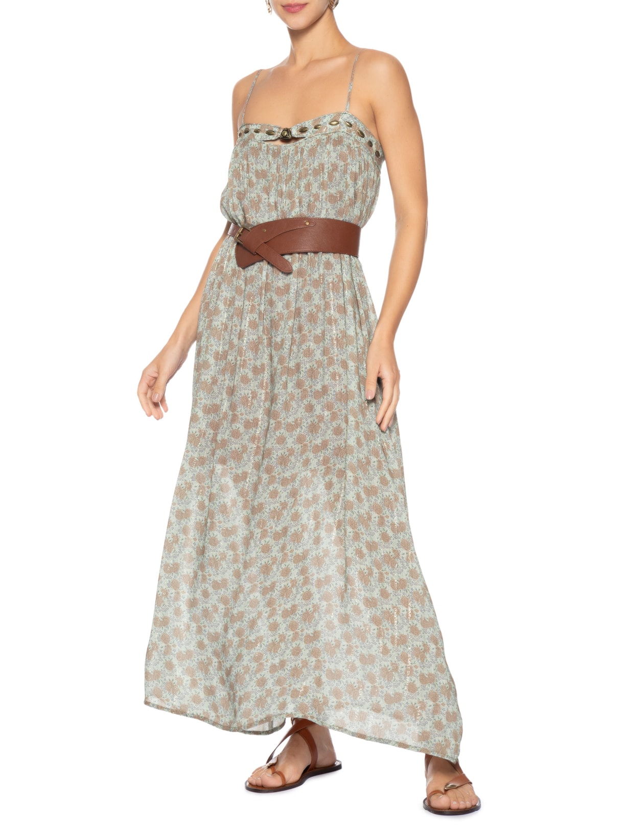 Vestido Midi Estampa Greeny B Azul Maria Filó