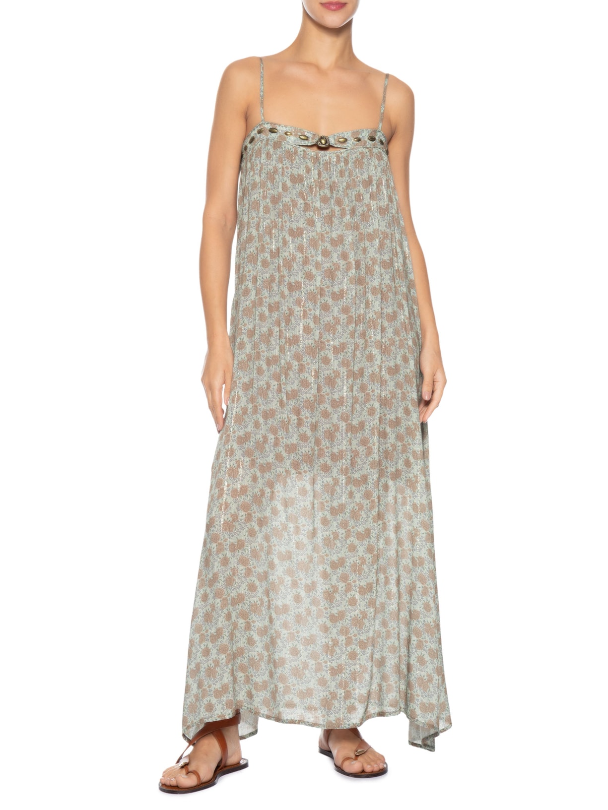 Vestido Midi Estampa Greeny B Azul Maria Filó