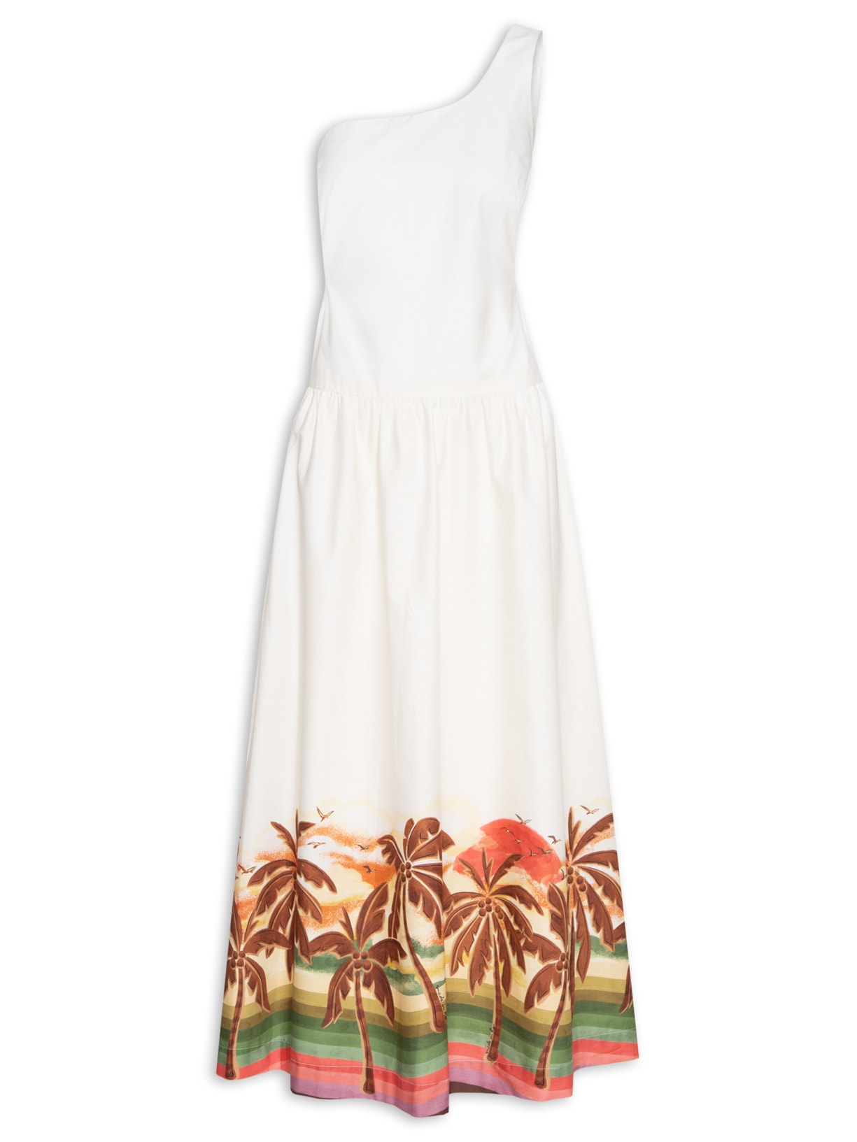 Vestido Midi Estampa Horizonte - Off White