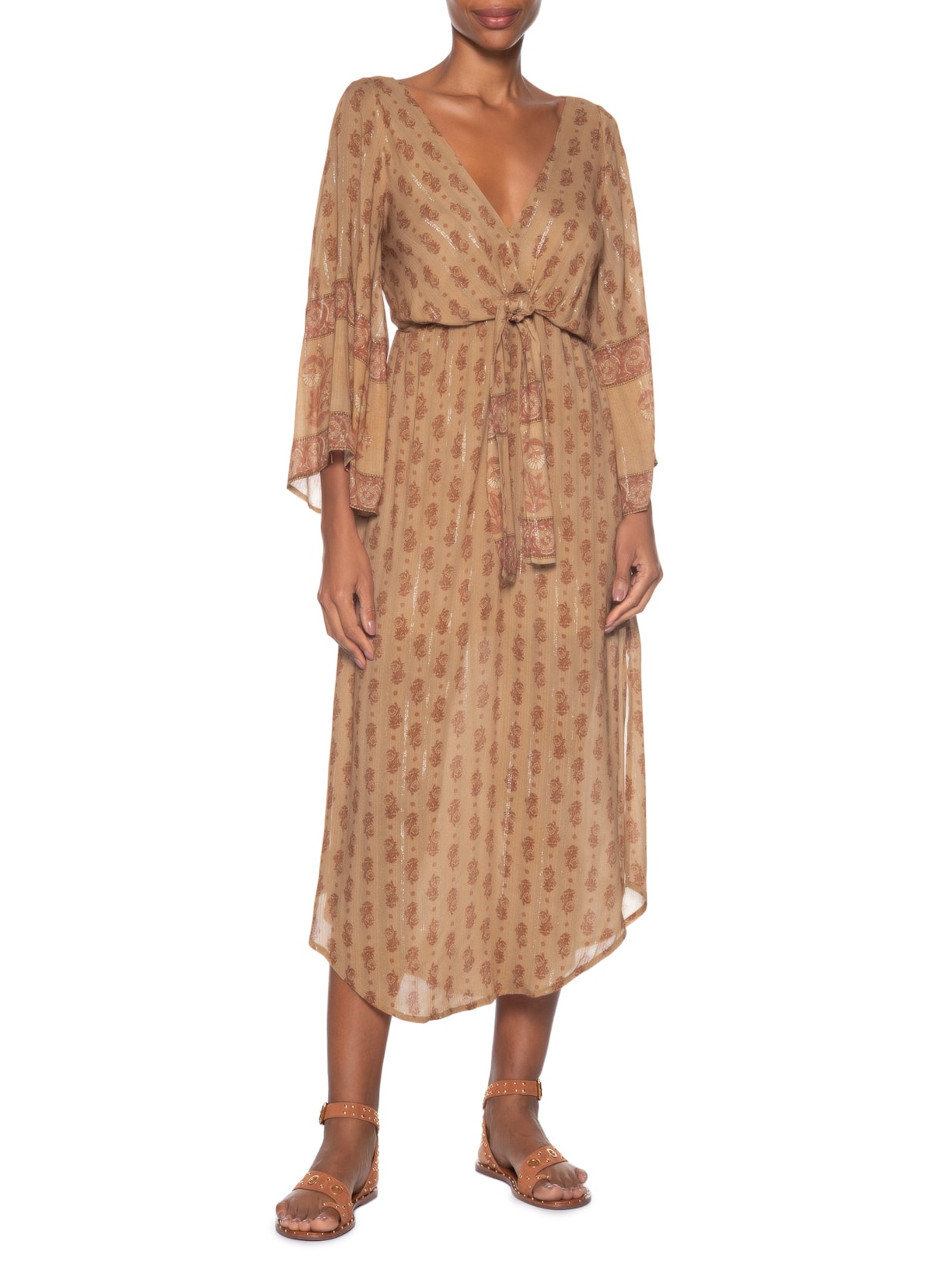 Vestido Midi Estampa Lírio Rosa Maria Filó