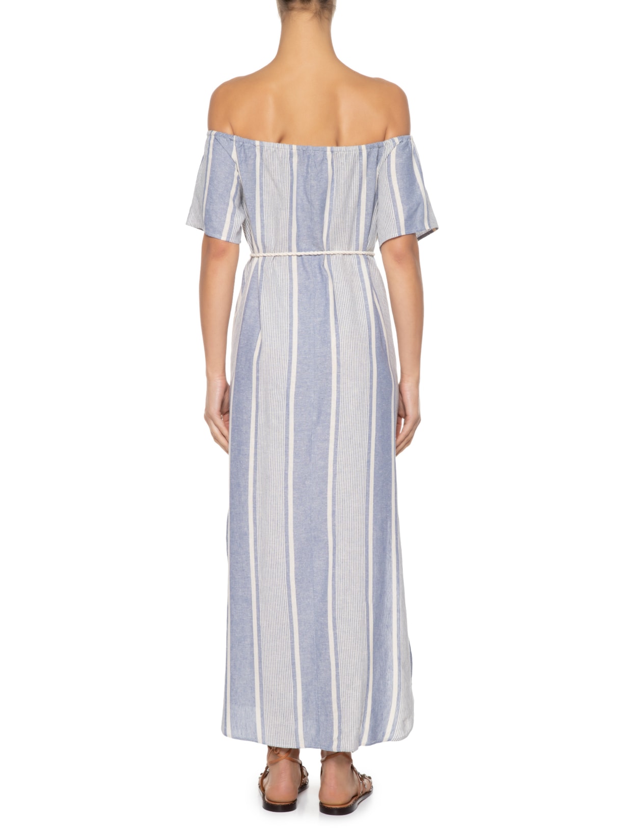 Vestido Midi Estampa Listra Naval Azul Maria Filó