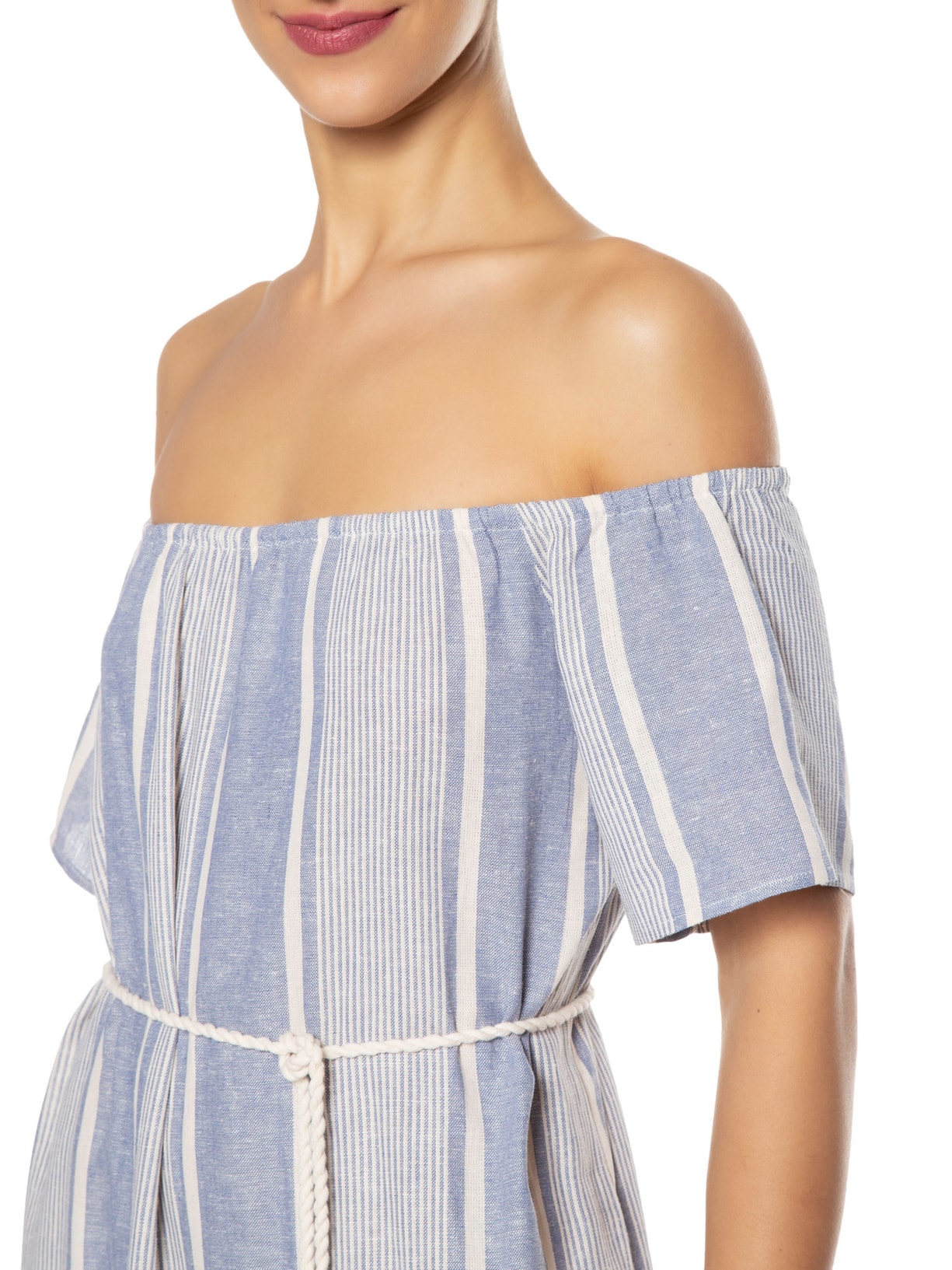 Vestido Midi Estampa Listra Naval Azul Maria Filó