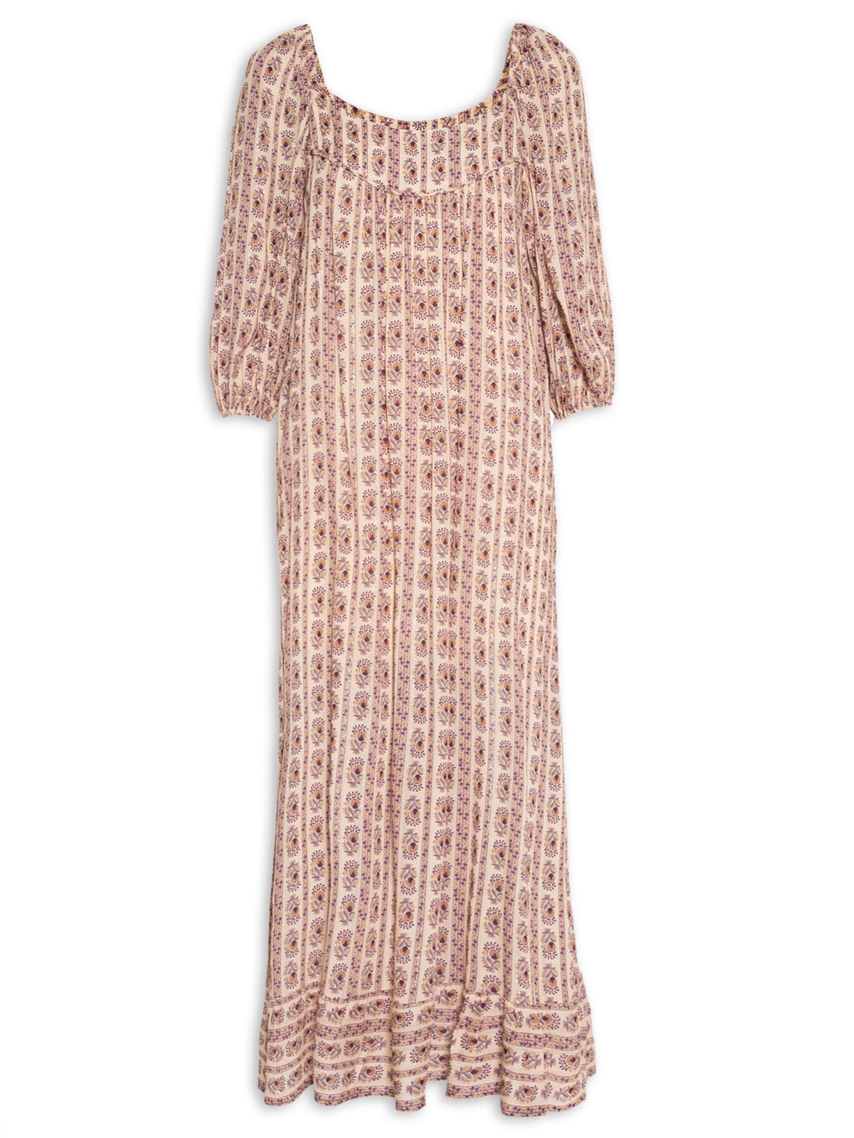 Vestido Midi Estampa Listra Ramos - Bege