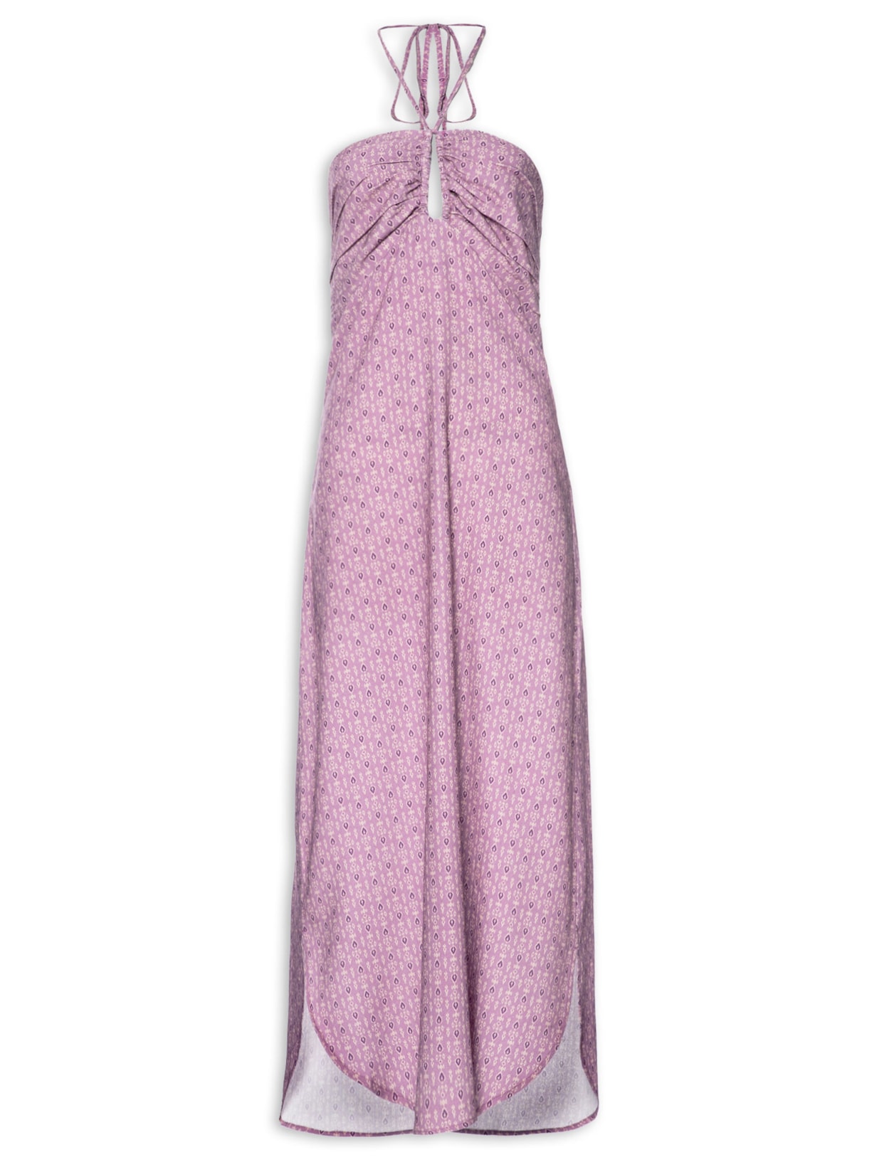 Vestido Midi Estampa Mini Ikat - Lilás