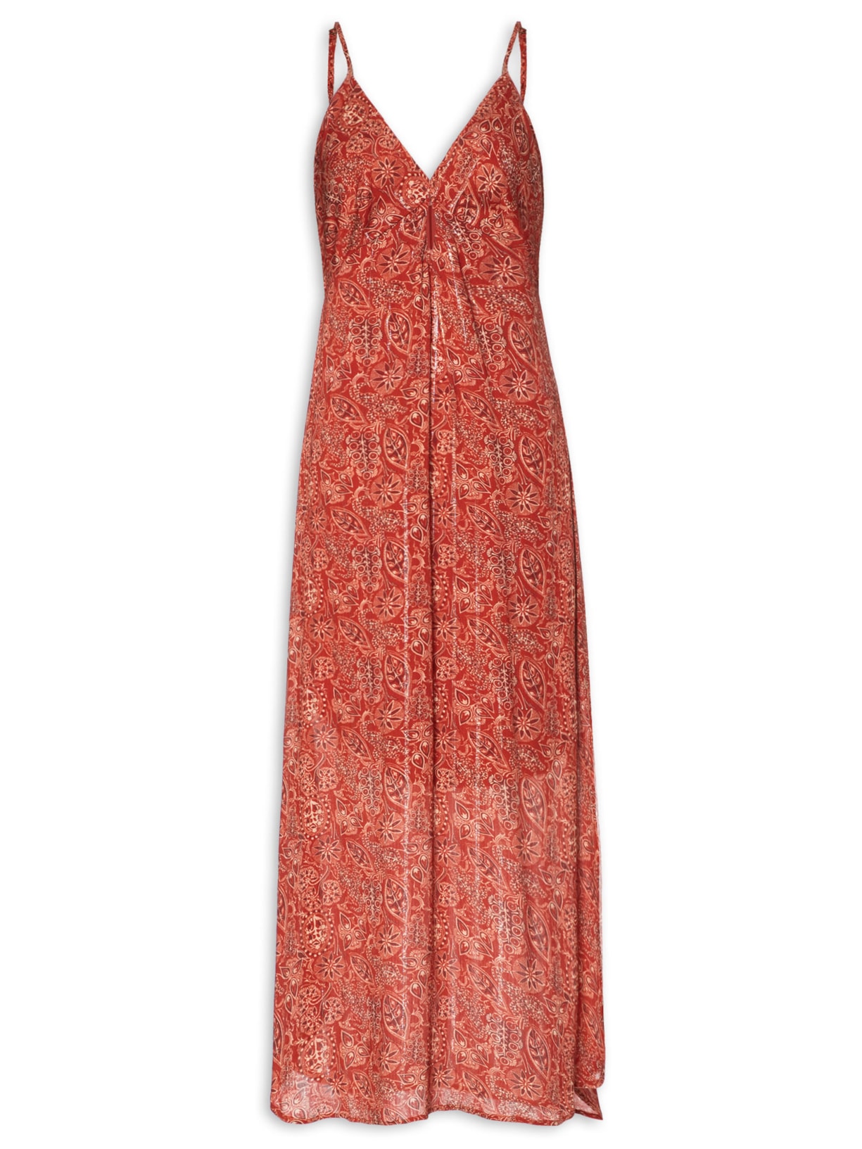 Vestido Midi Estampa Mysore - Vermelho