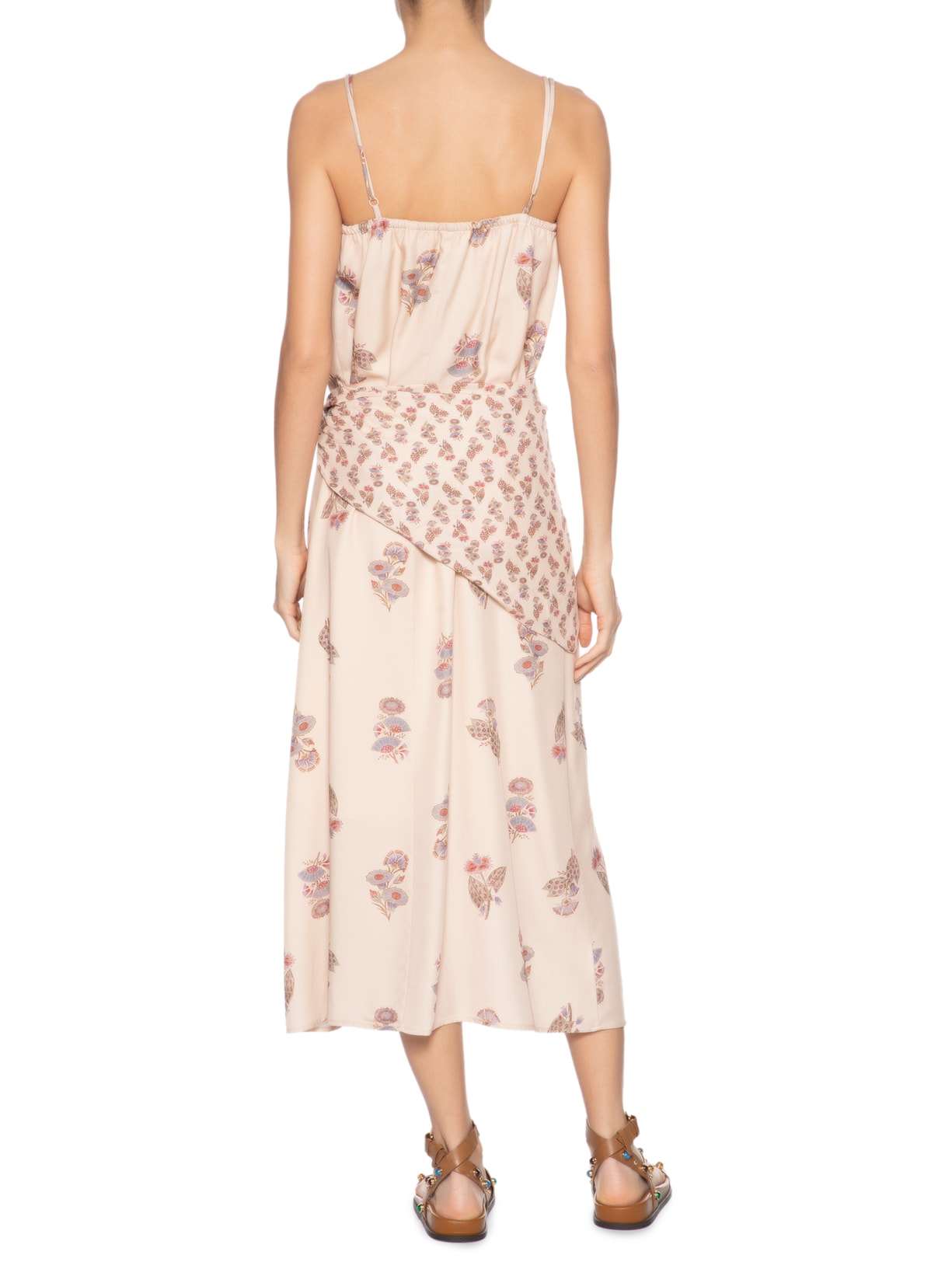 Vestido Midi Estampa Petal Bege Maria Filó