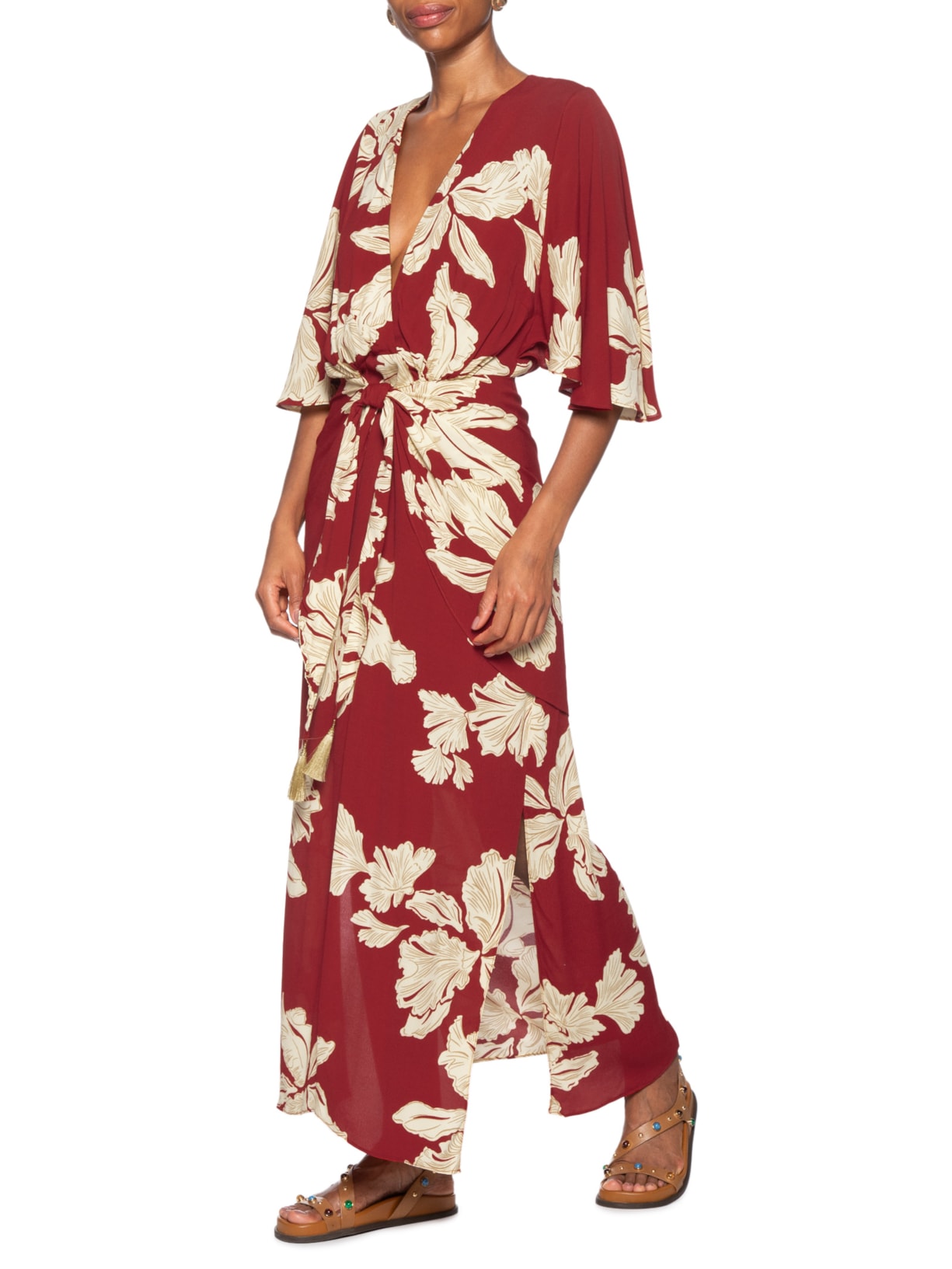 Vestido Midi Estampa Pétala Vermelho Dress To