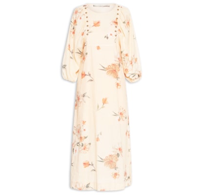 Vestido Midi Estampa Poppy  - Amarelo 