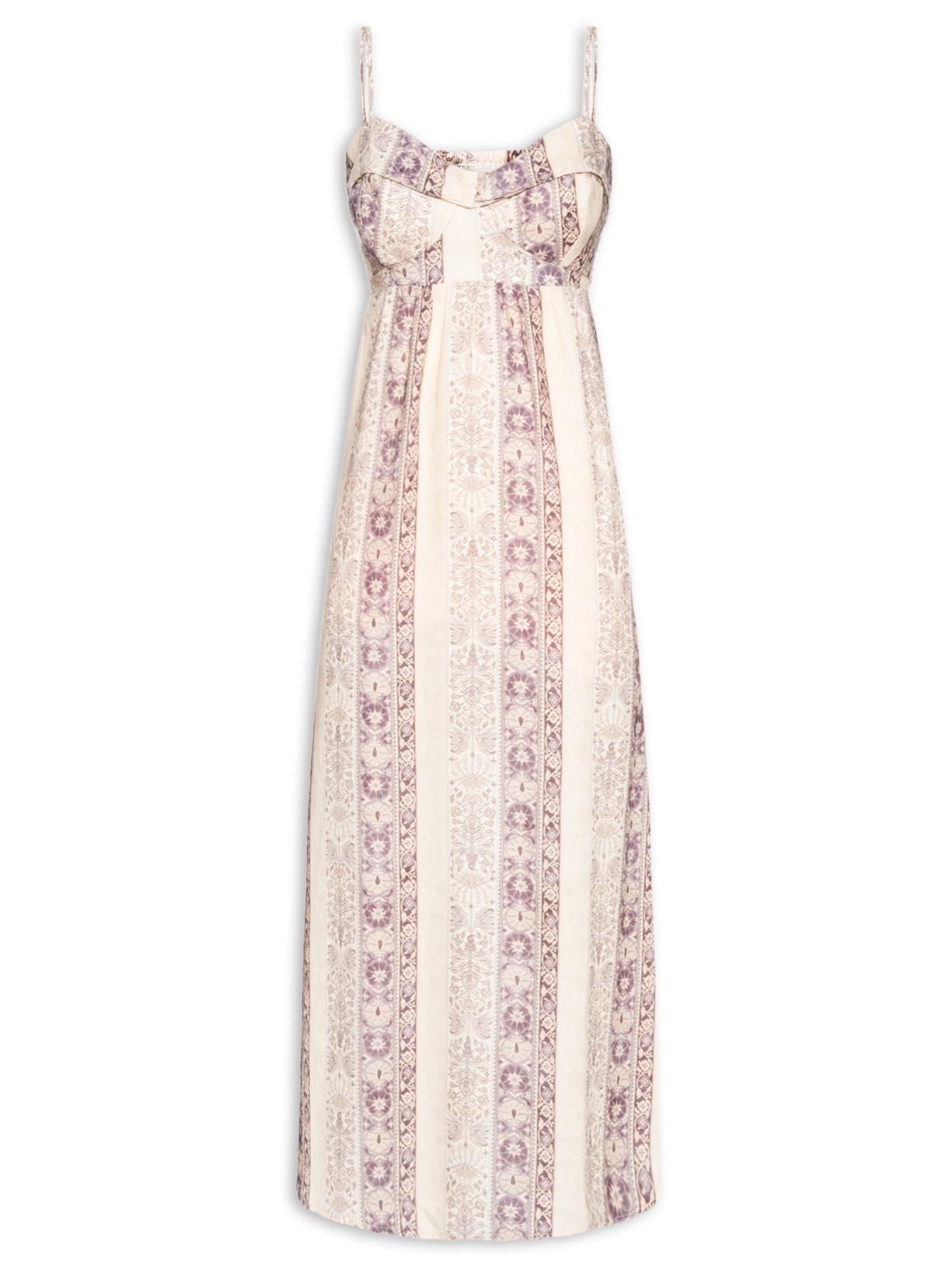 Vestido Midi Estampa Rafia - Bege