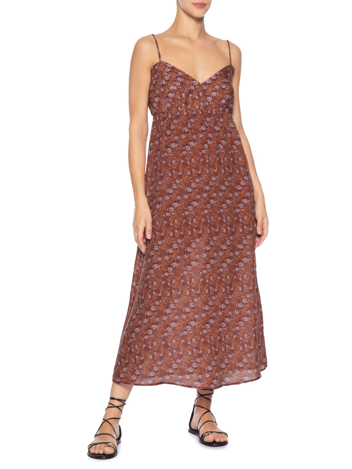 Vestido Midi Estampa Roses Rosa Maria Filó