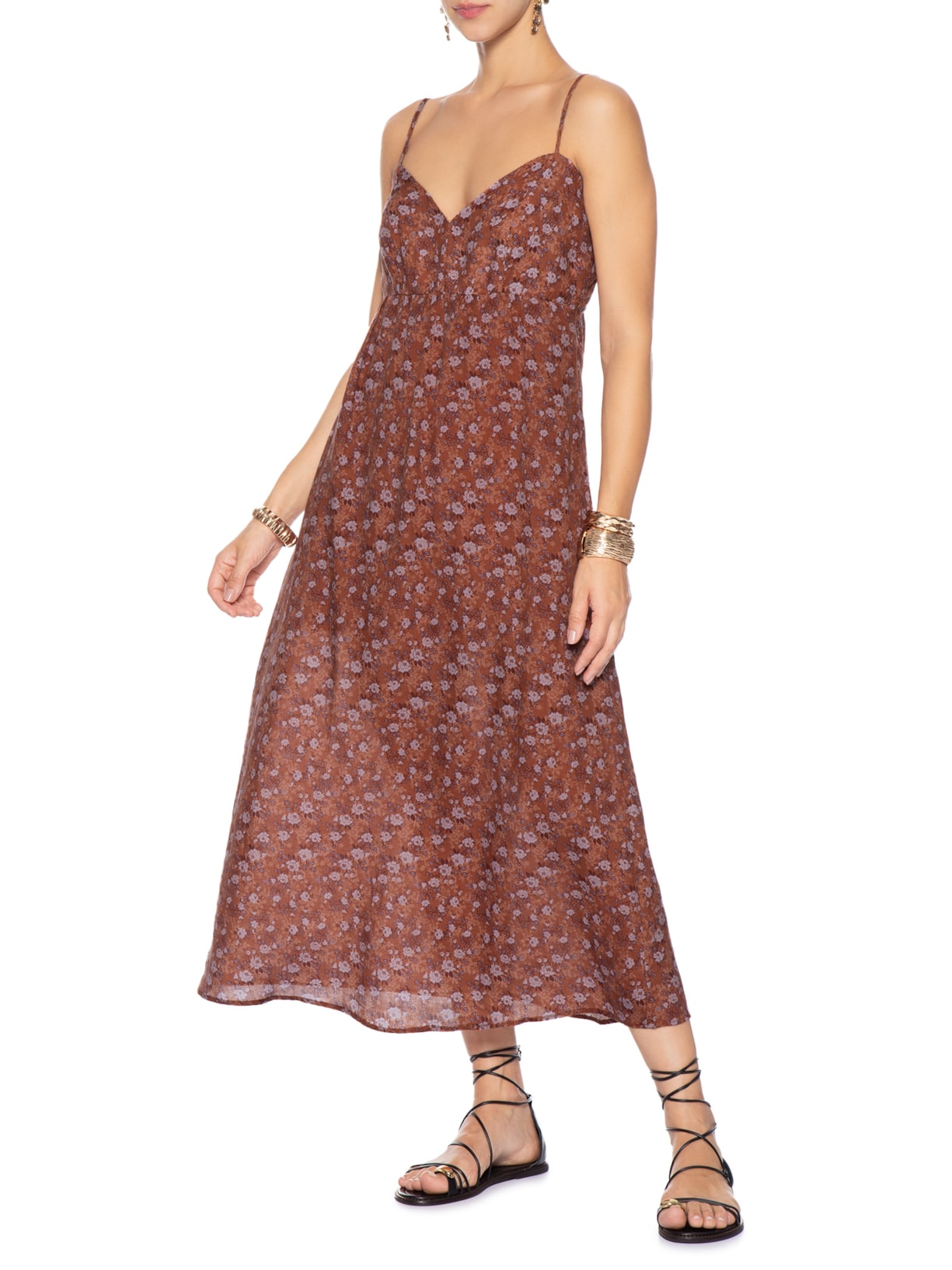 Vestido Midi Estampa Roses Rosa Maria Filó