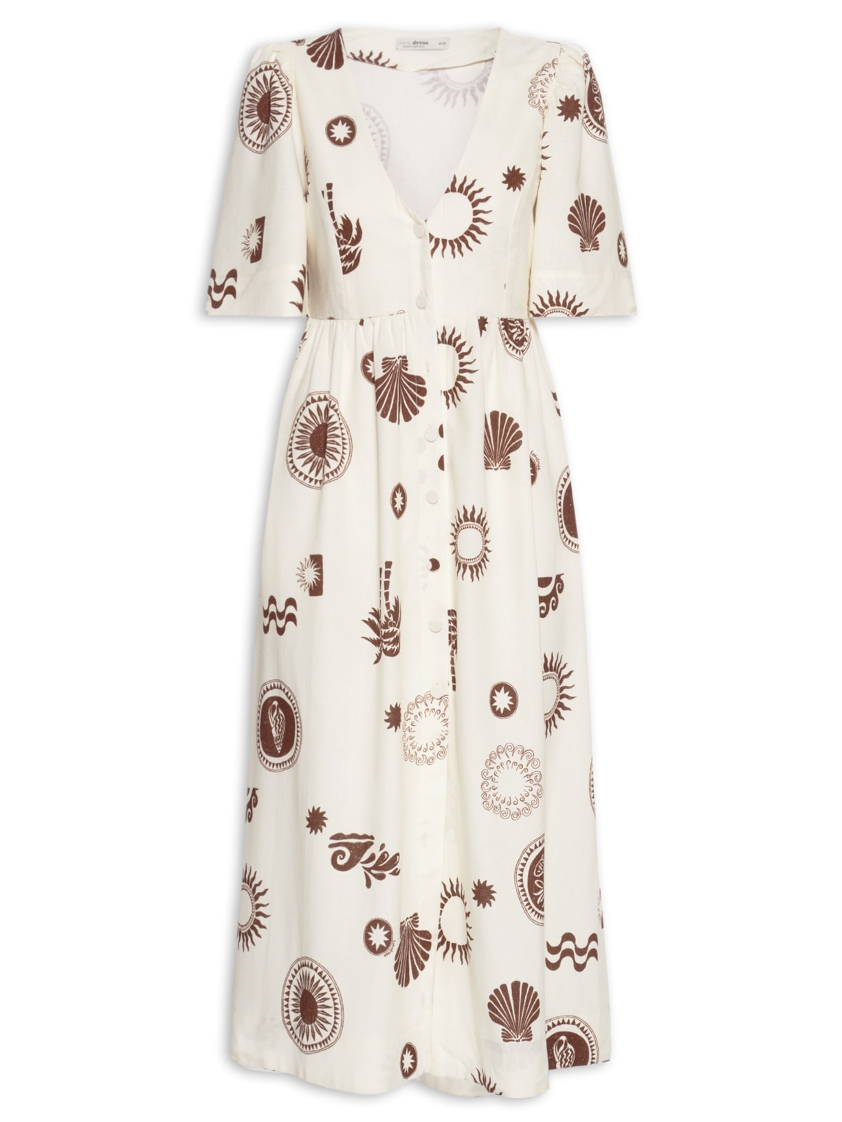 Vestido Midi Estampa Sol Rio - Bege